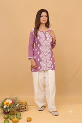 Purple Modal Short Kurta Panel 2 Piece Set