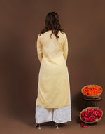 Urviya Chikankari Mul Cotton Long Kurti - Full Jaal Yellow