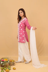 Pink Modal Short Kurta Panel 2 Piece Set