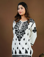 Urviya Chikankari Rayon Short Kurti White