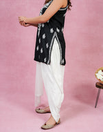 Urviya Chikankari Modal Short Kurti - Spaghetti Strap Top Black