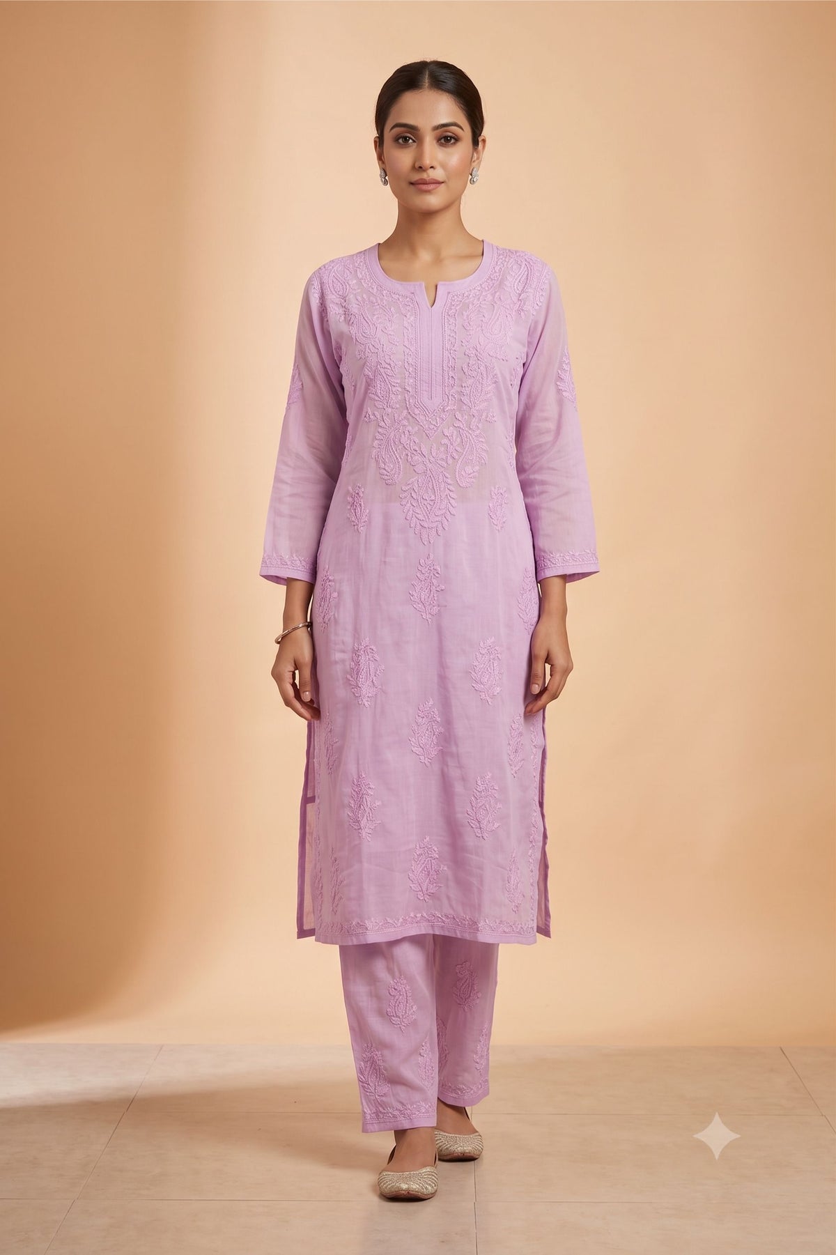 Lavendar Dobby Cotton Chikankari 2 Piece Set