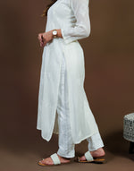 Urviya Chikankari Mul Chanderi Long Kurti – Straight Cut with Jaali Boota White