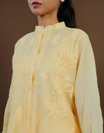 Urviya Chikankari Co-ord Set Maheshwari Cotton Yellow