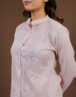 Urviya Chikankari Co-ord Set Maheshwari Cotton Baby Pink