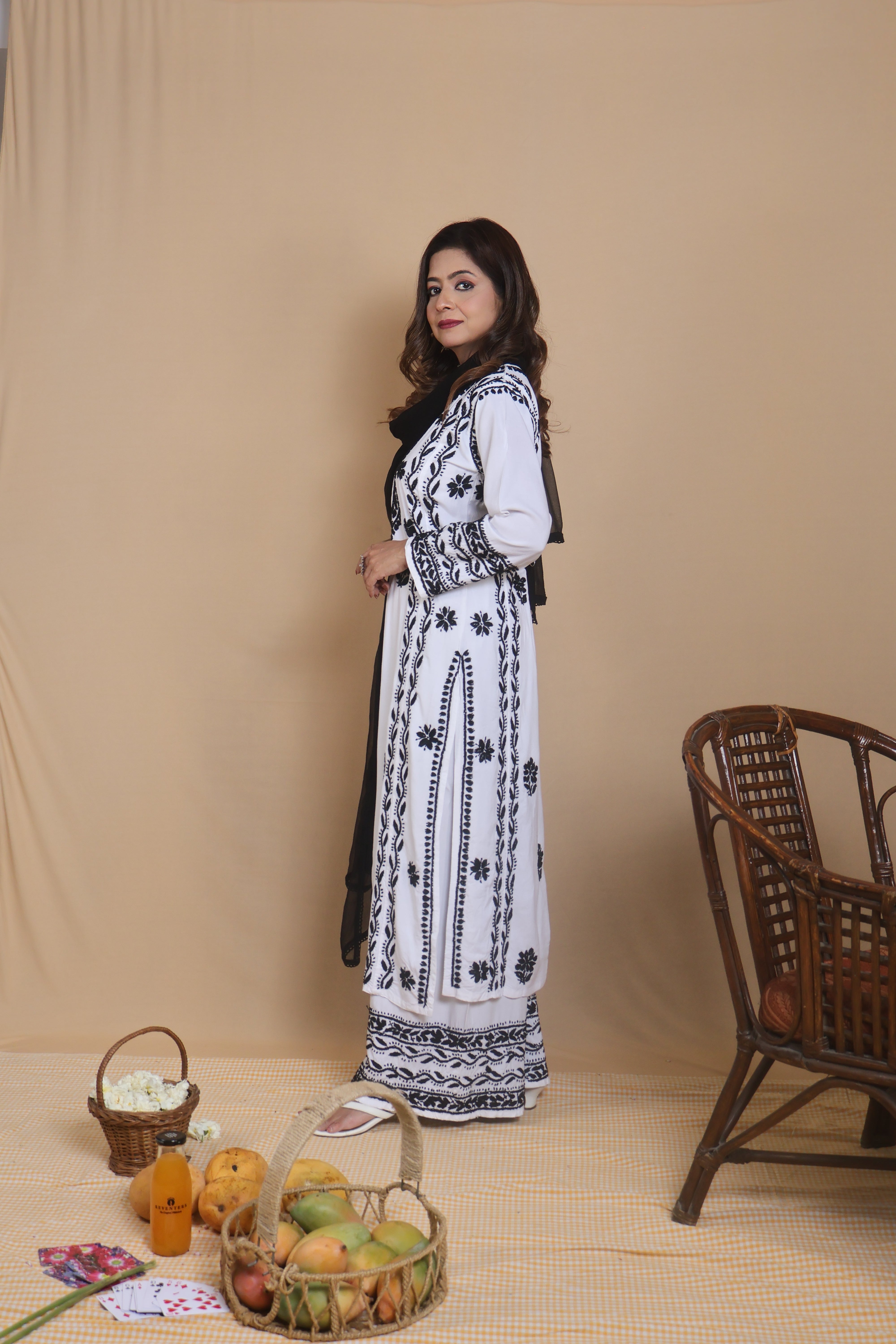White Rayon Panel 3 Piece Set