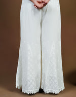 Urviya Chikankari Viscose Georgette Bottoms with Crochet - Sharara White
