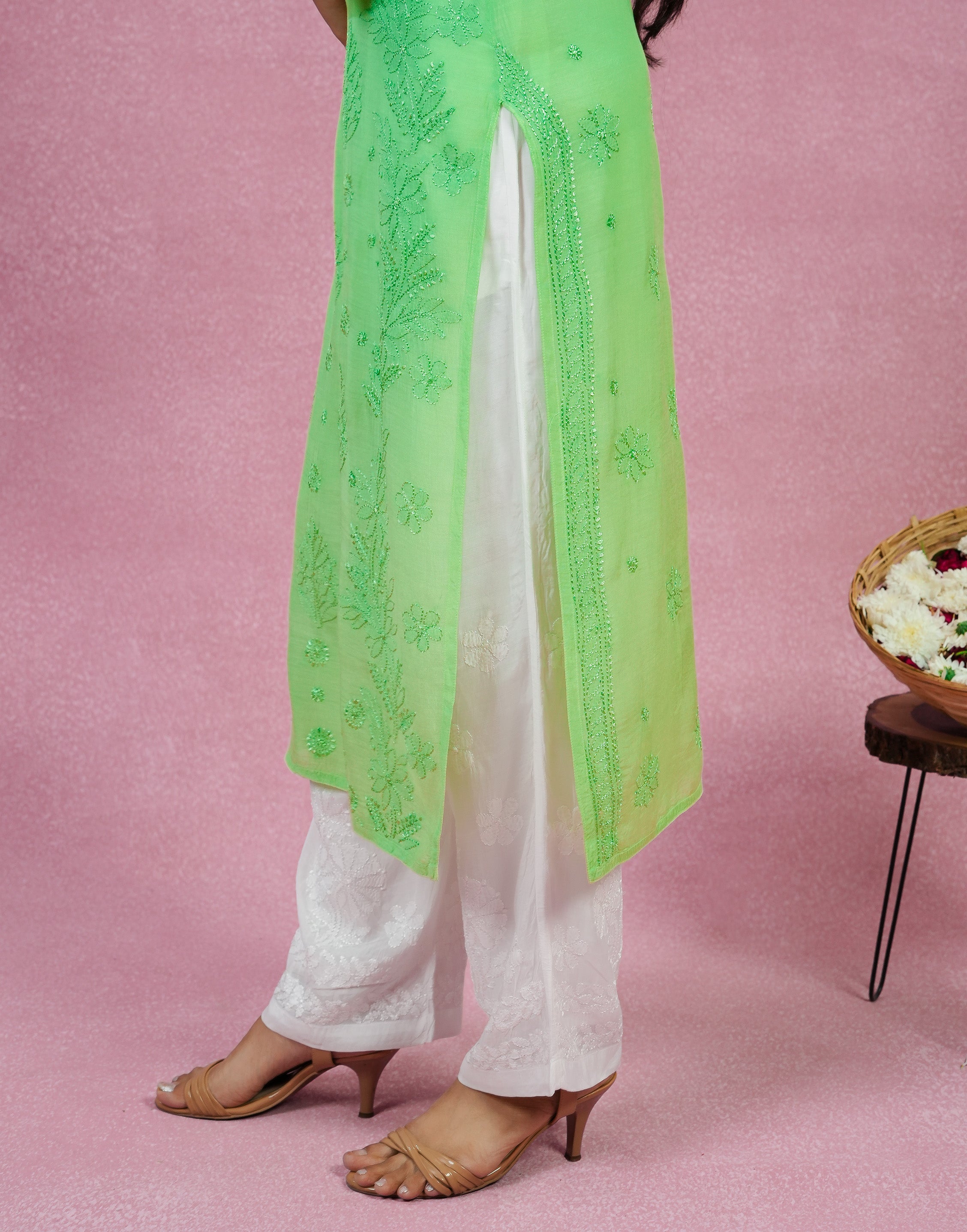 Green Mulsin Long Kurti - Bakhiya