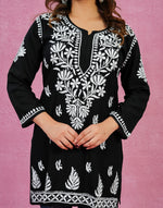 Urviya Chikankari Rayon Short Kurti Black