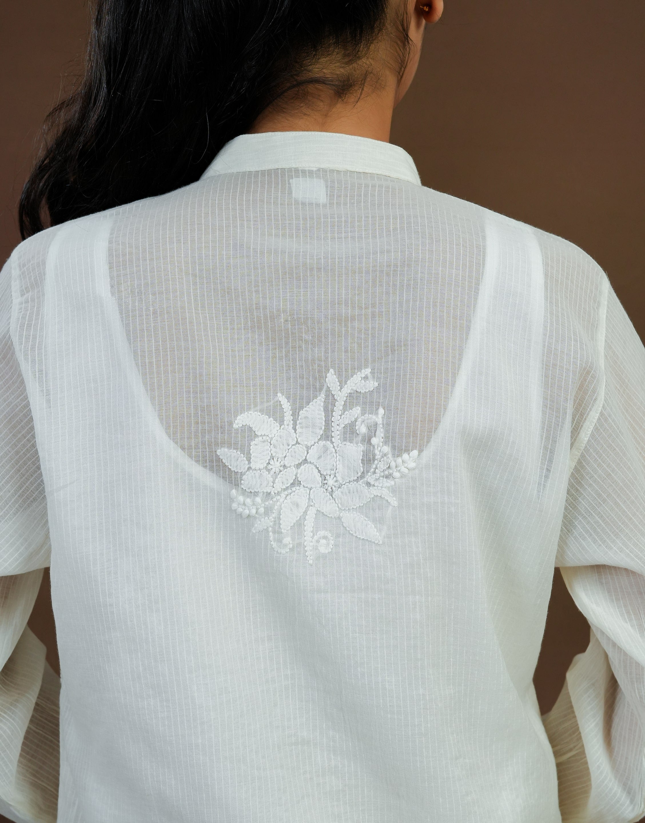 Urviya Chikankari Co-ord Set Maheshwari Cotton White