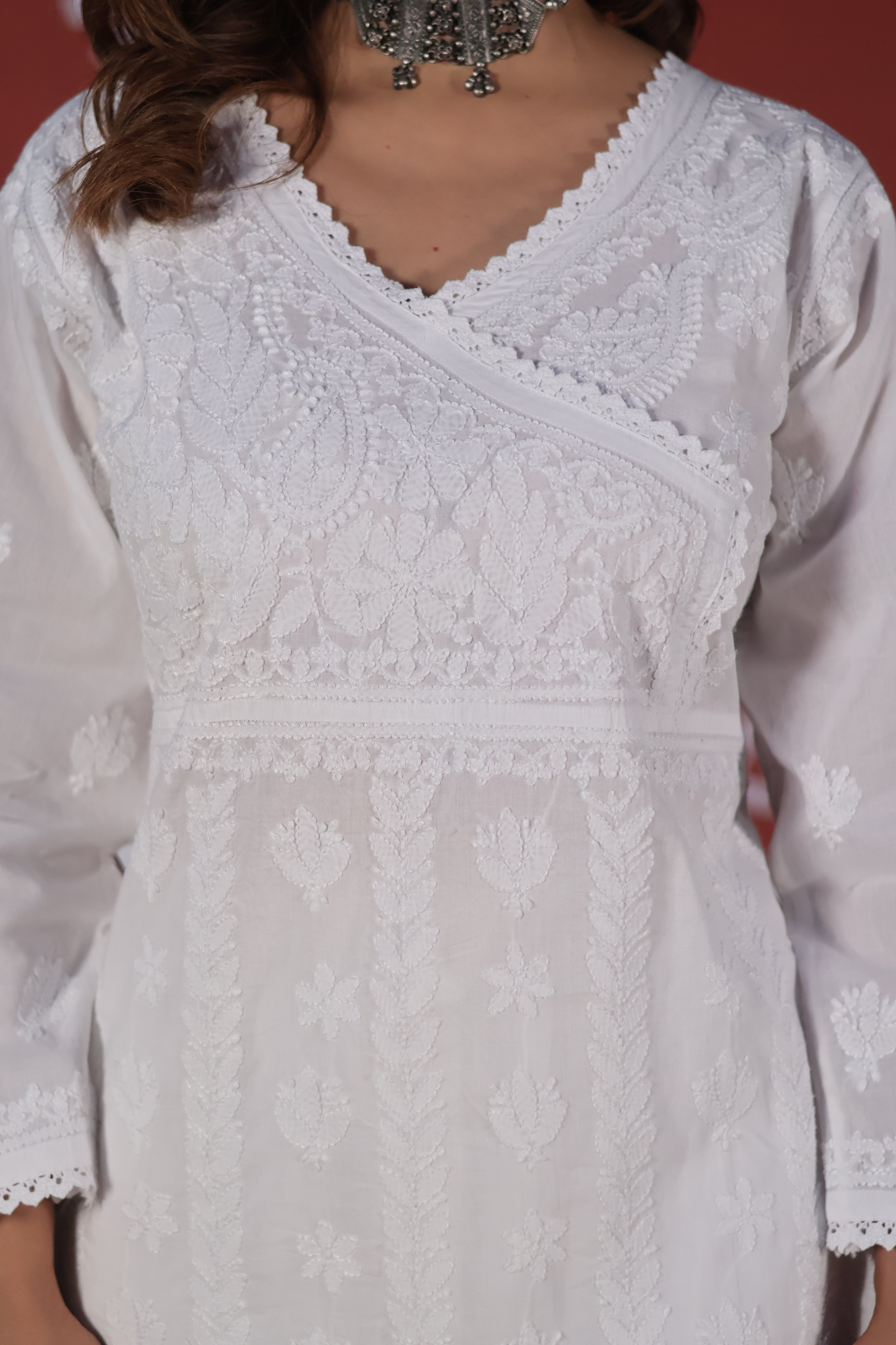White Angarkha Cotton 3 Piece Set