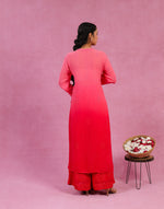 Urviya Chikankari Georgette 3 Piece set with Mukaish Work Ombre Red