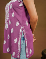 Urviya Chikankari Modal Short Kurti - Spaghetti Strap Top Purple