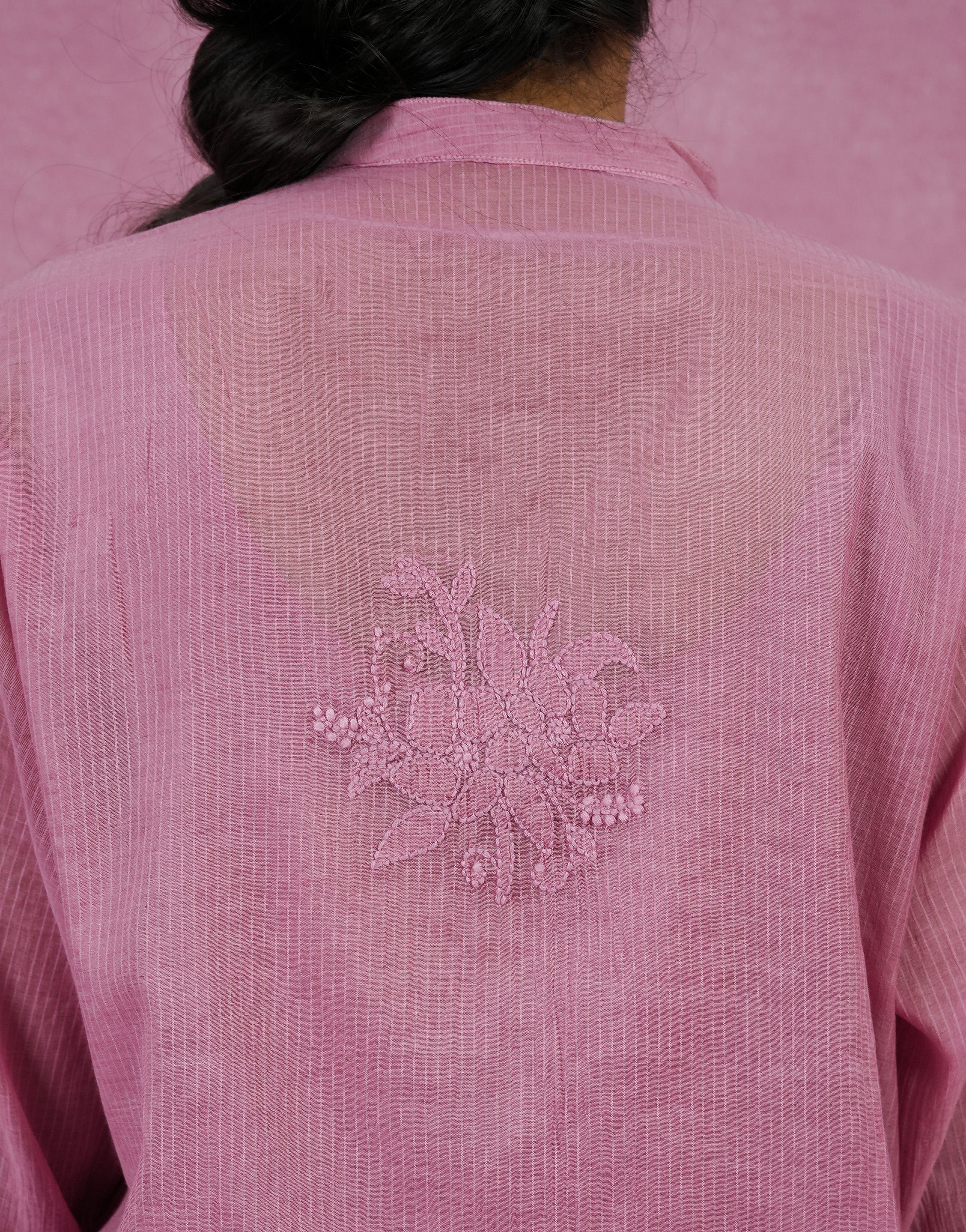 Urviya Chikankari Co-ord Set Maheshwari Cotton Dark Pink