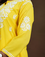 Urviya Chikankari Rayon Short Kurti Yellow