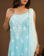Urviya Chikankari Modal Short Kurti - Spaghetti Strap Top Sea Green
