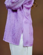 Urviya Chikankari Muslin Short Kurti - Silk Thread Full Jaal Work Purple