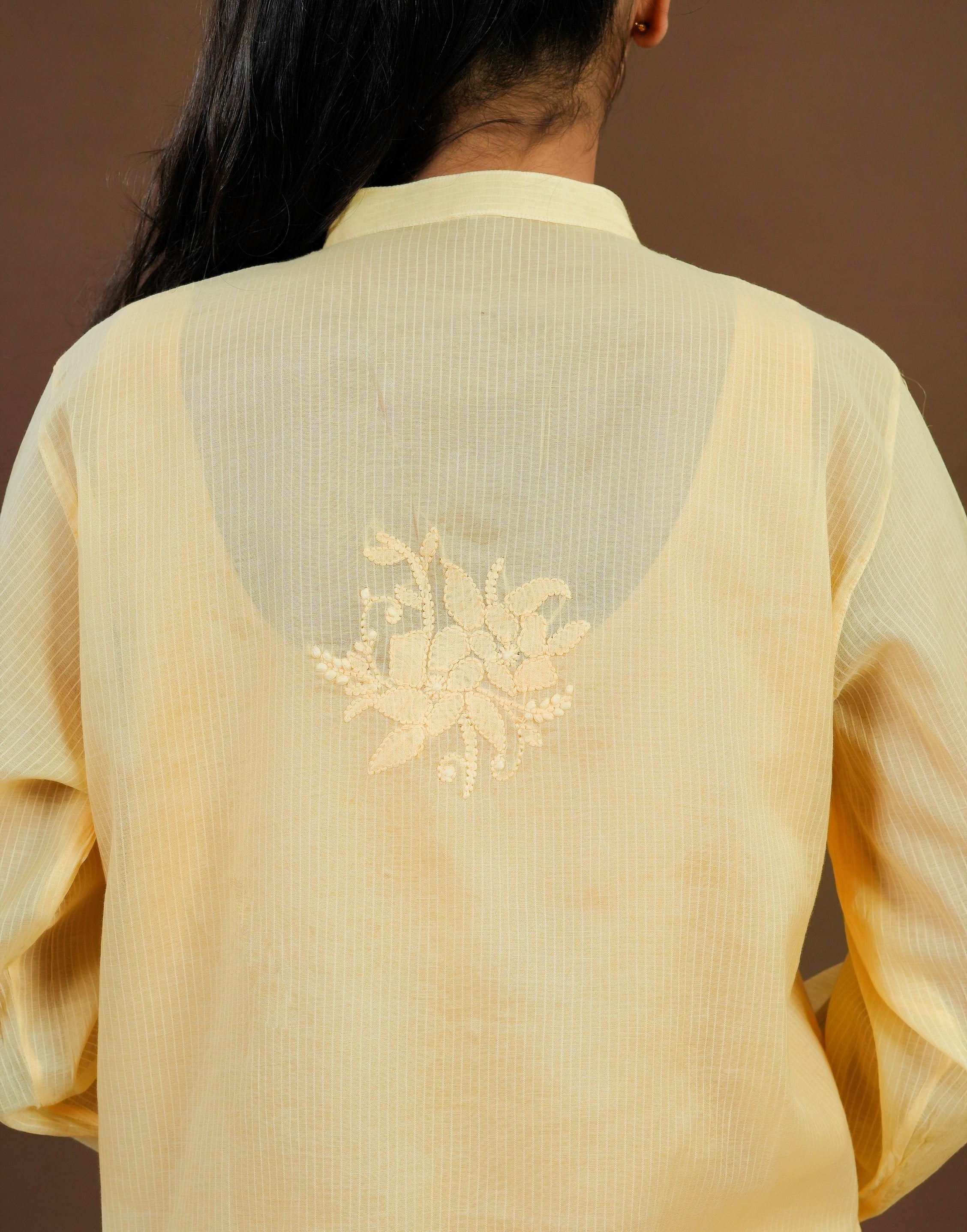 Light Yellow Maheshwari Cotton Coord Set