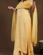 Urviya Chikankari Georgette 3 piece set - Long Spaghetti Yellow
