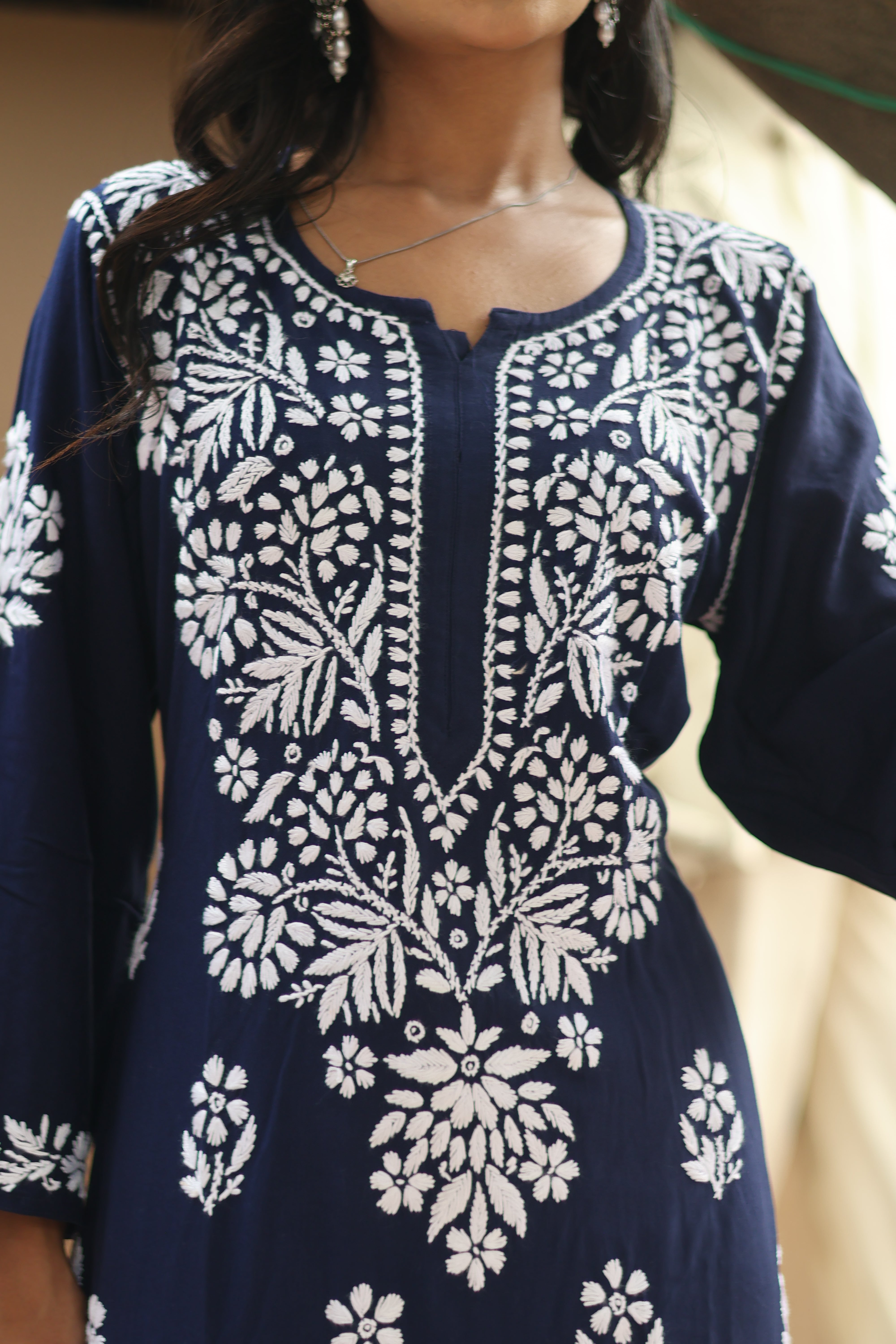 Navy Blue Rayon Gala Boota 2 Piece Set