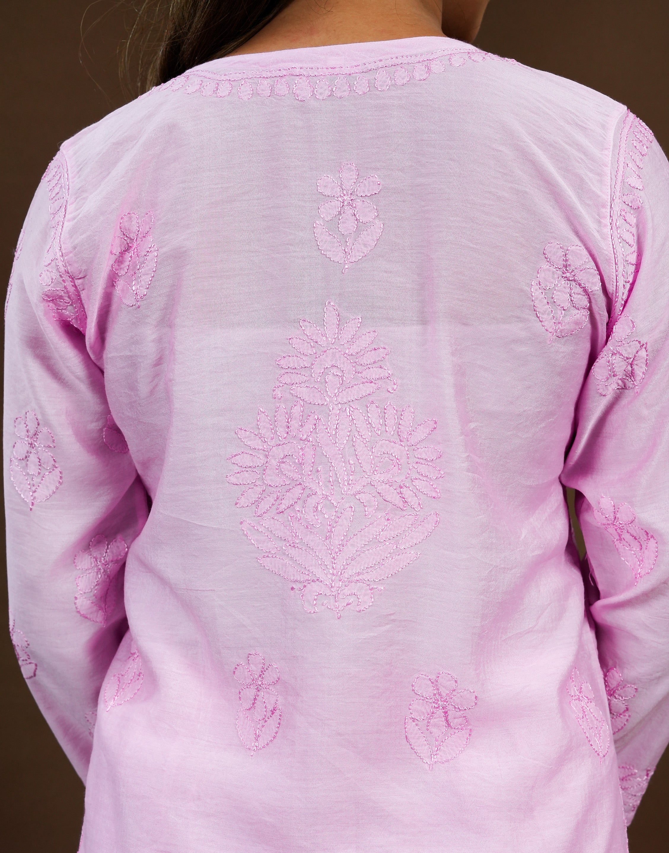 Urviya Chikankari Chanderi Baby Pink Suit Set (2pc)