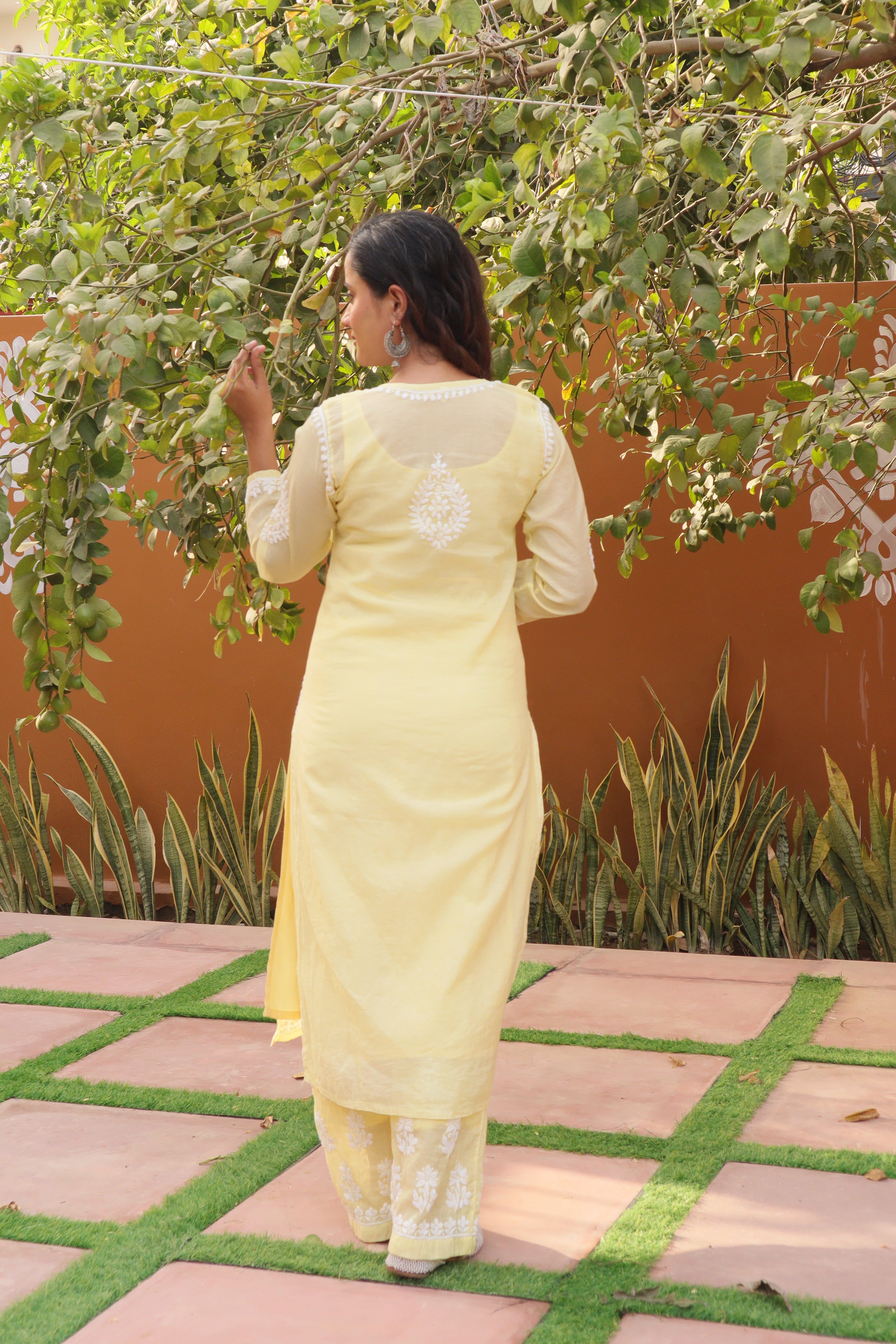 Yellow Mul Chanderi Ghaspatti 2 Piece Set