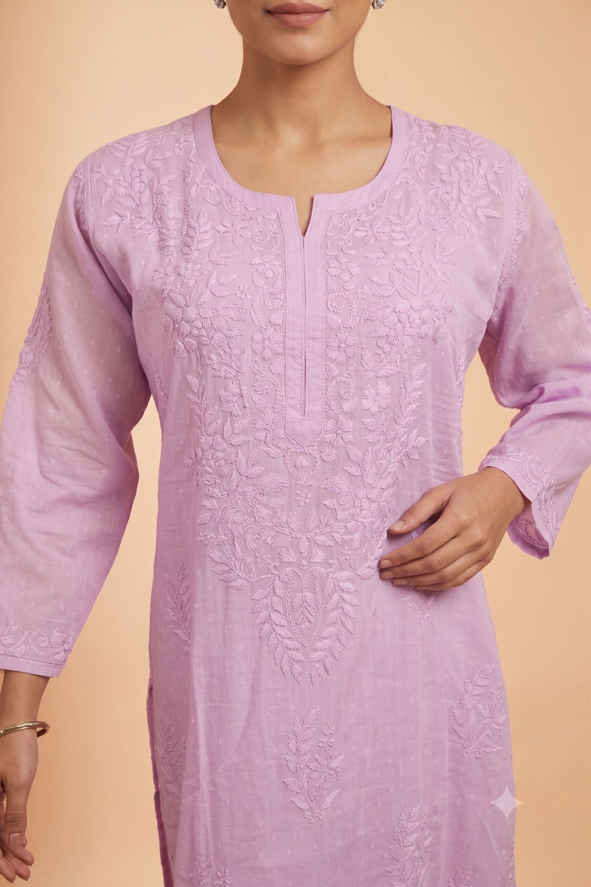 Lavendar Dobby Cotton Chikankari 2 Piece Set