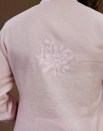 Urviya Chikankari Co-ord Set Maheshwari Cotton Baby Pink