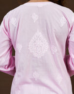 Urviya Chikankari Mul Cotton Long Kurti - Full Jaal Pink
