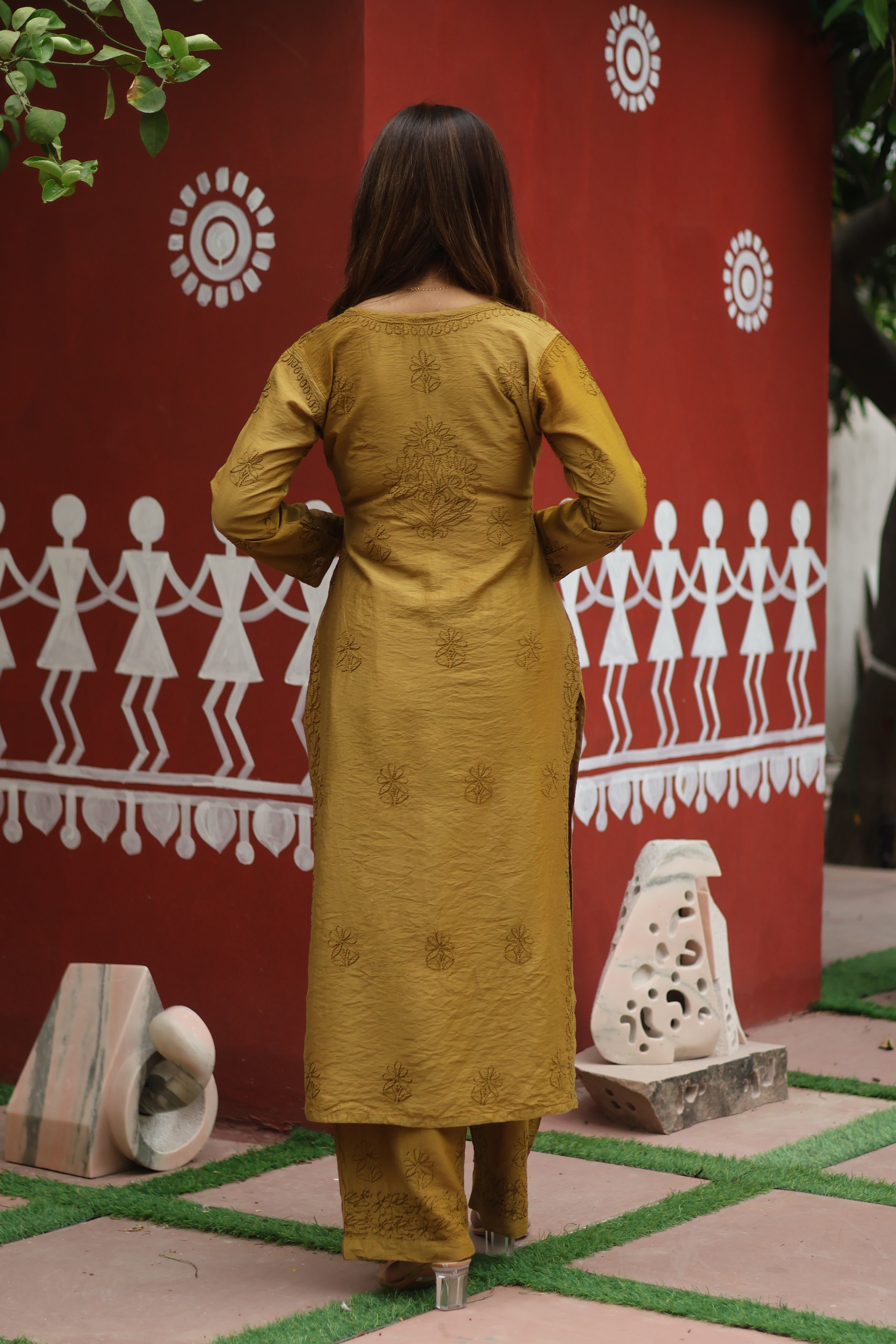 Green Chanderi Bakhiya 3 Piece Set