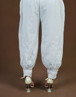 Urviya Chikankari Cotton Bottoms - White Afghani