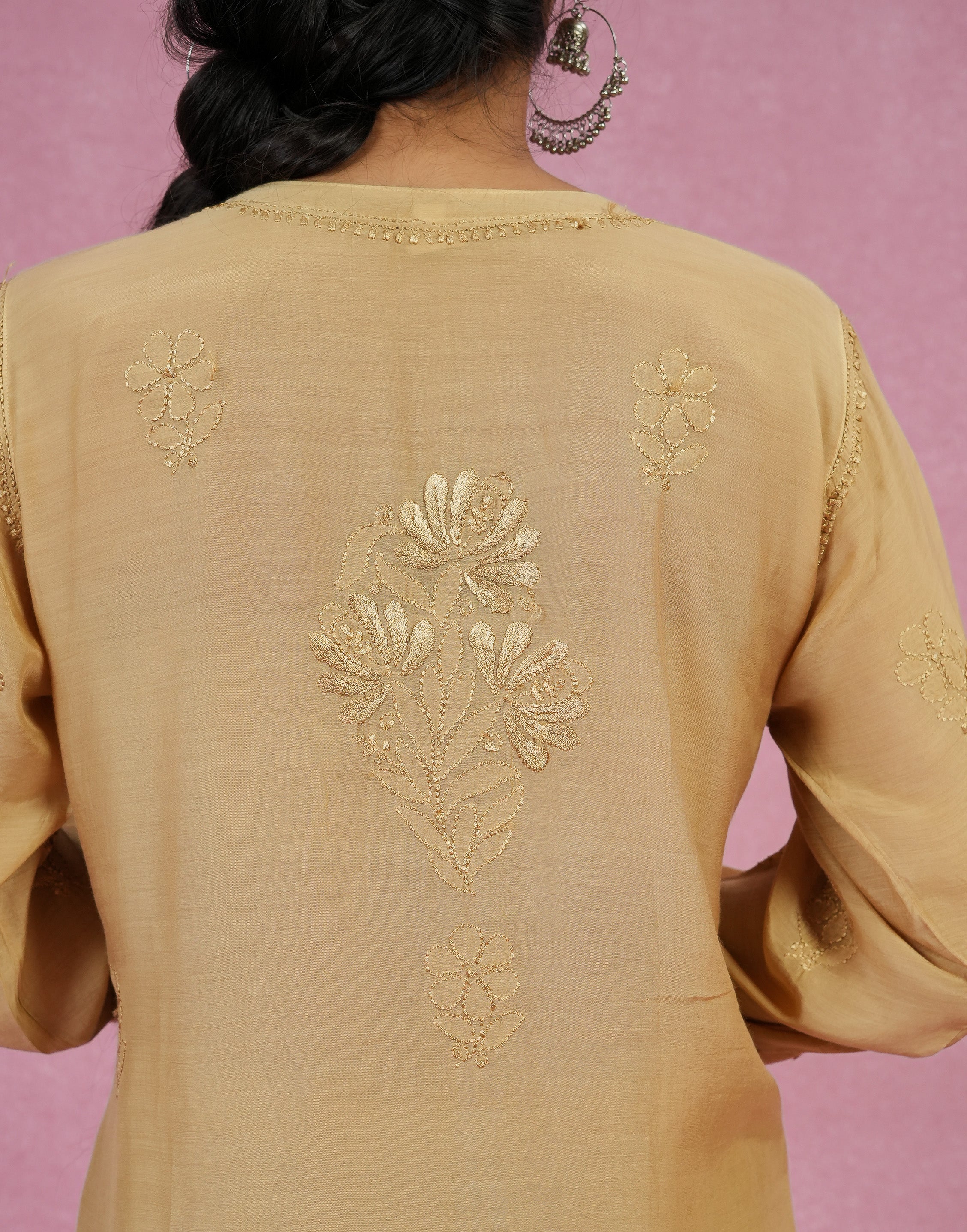 Light Brown Muslin 3 Piece Kurta Set