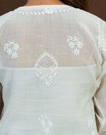 Urviya Chikankari Mul Chanderi Long Kurti – Straight Cut with Jaali Boota White