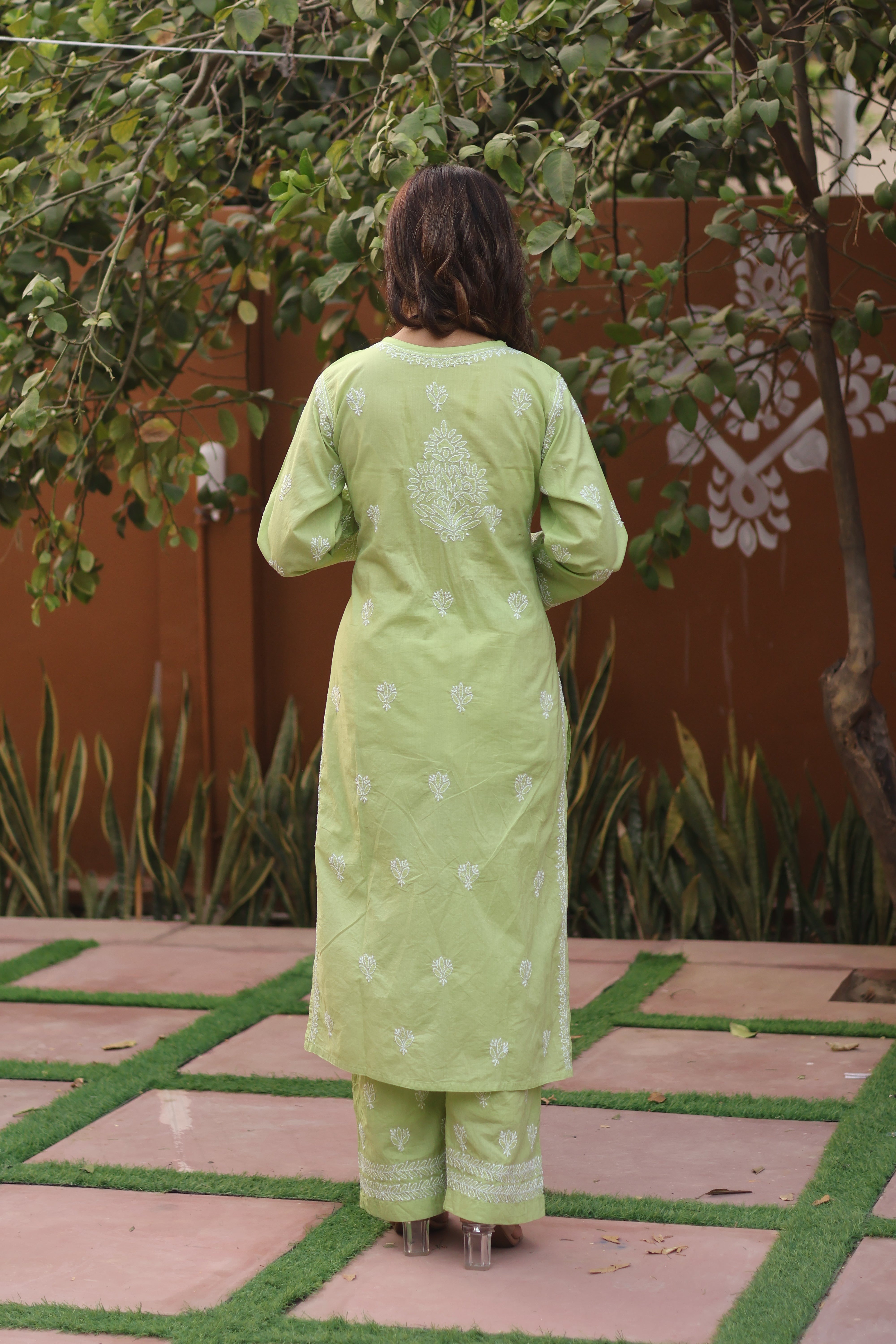 Green Angarkha Cotton 2 Piece Set