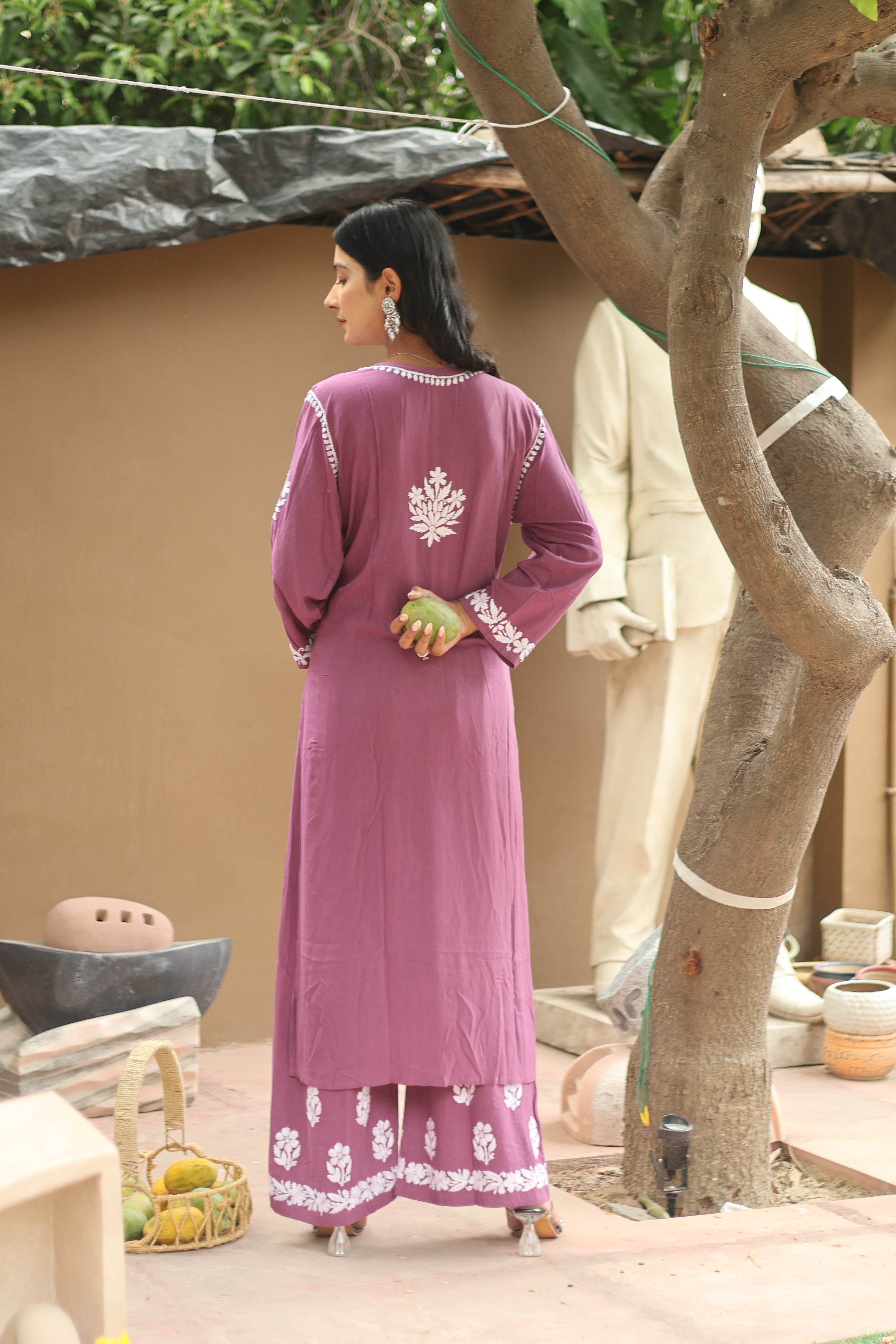 Purple Rayon Gala Boota 2 Piece Set