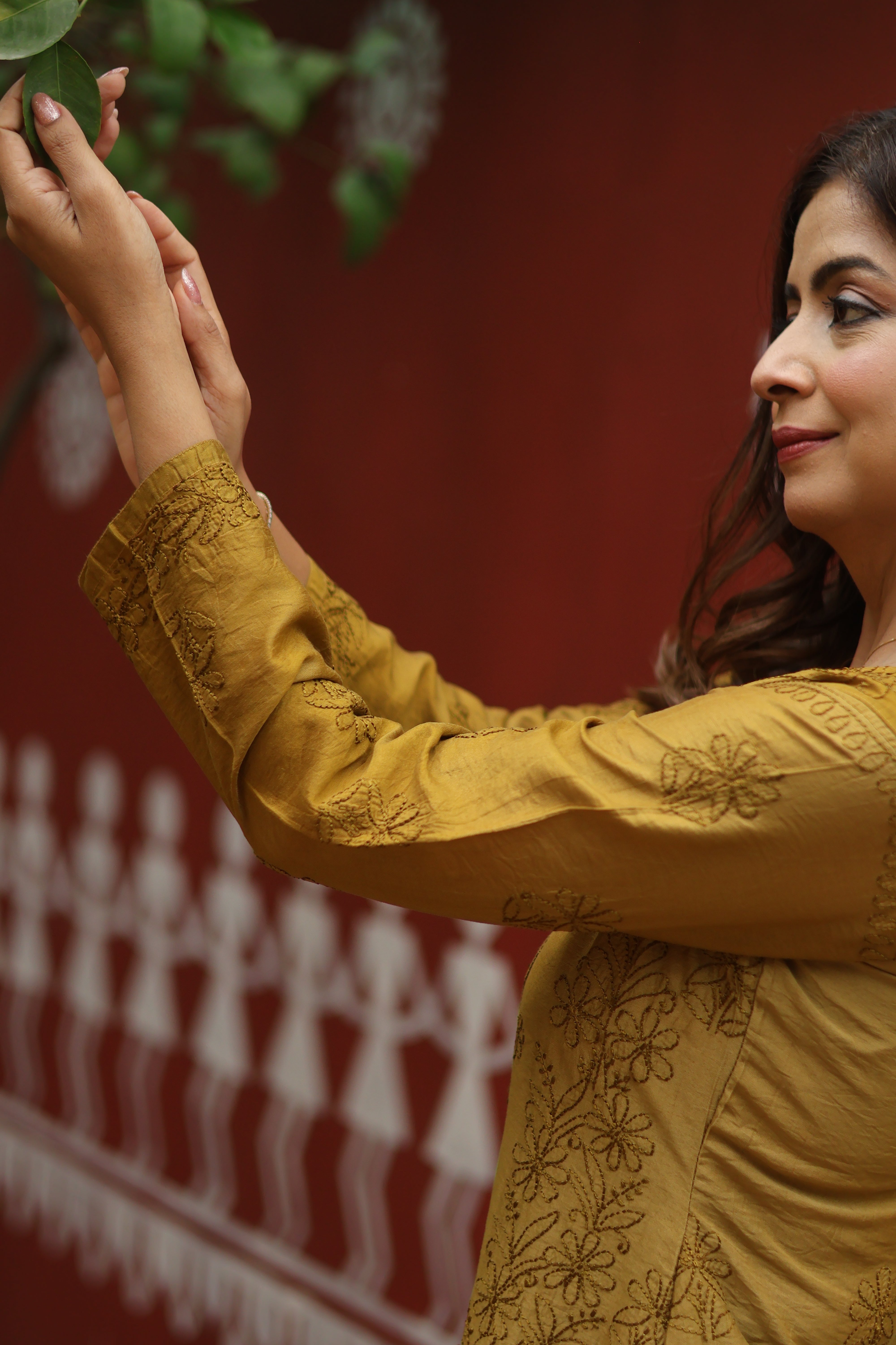 Green Chanderi Bakhiya 3 Piece Set