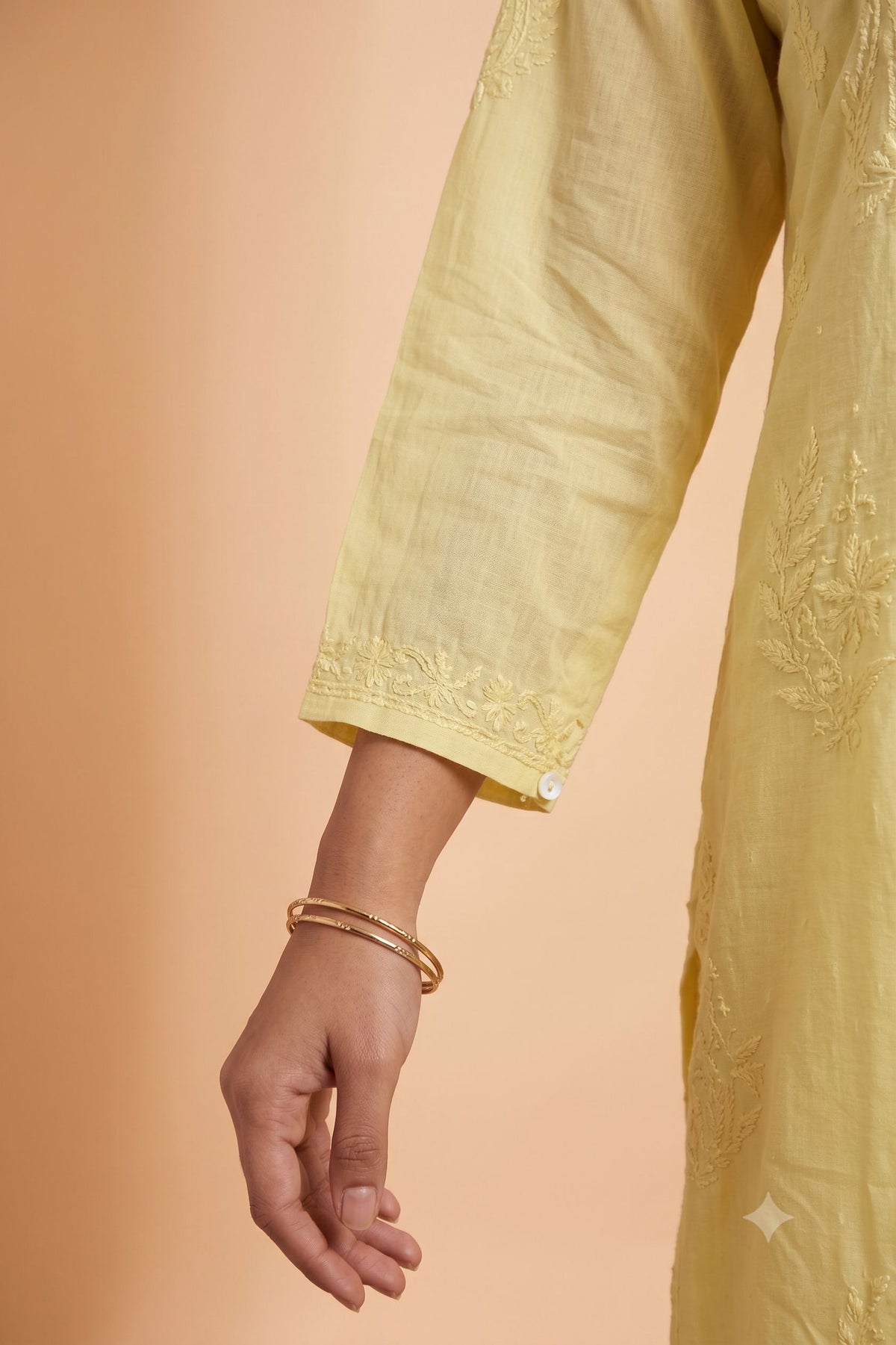 Yellow Dobby Cotton Chikankari 2 Piece Set