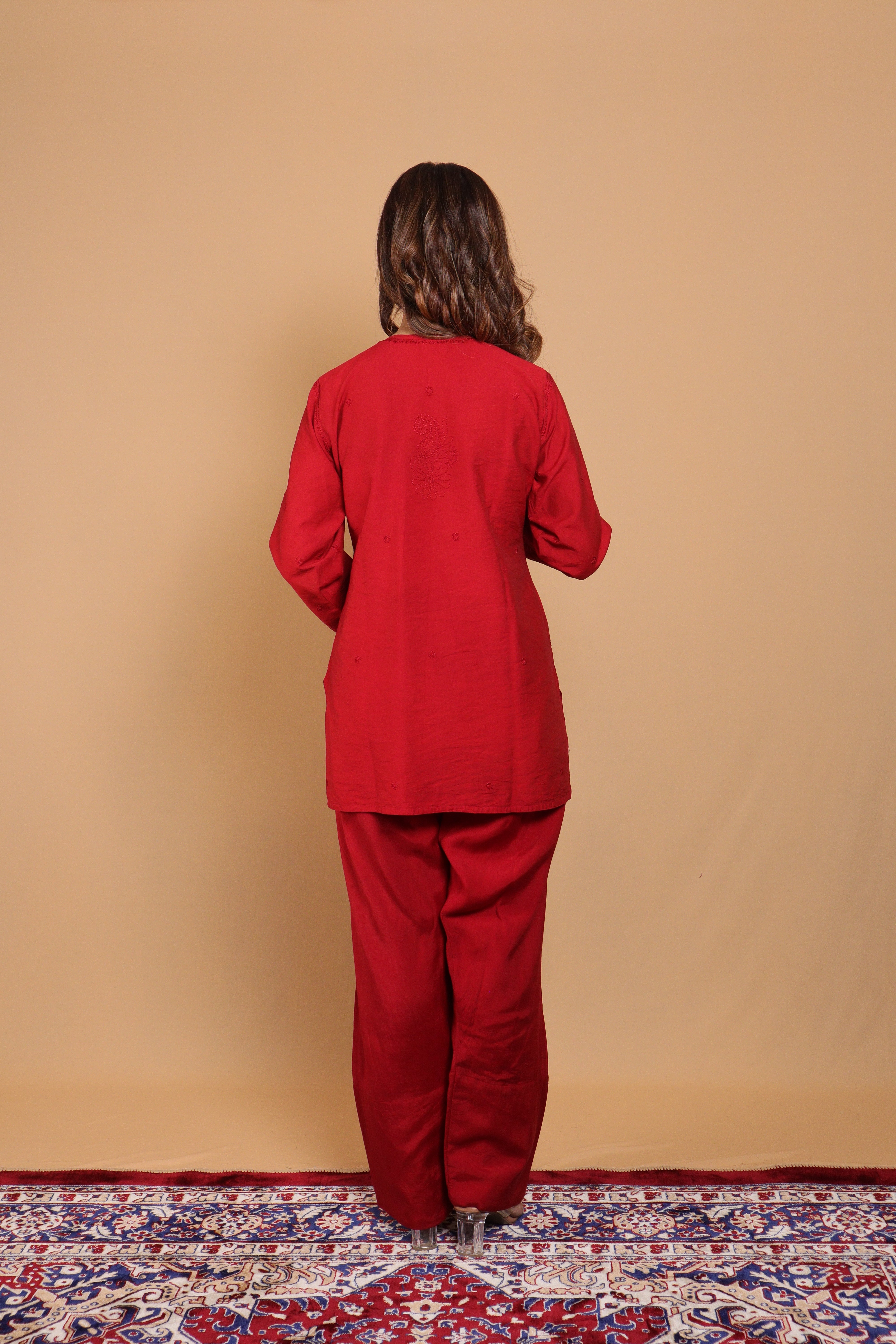 Red Chanderi Short Kurti
