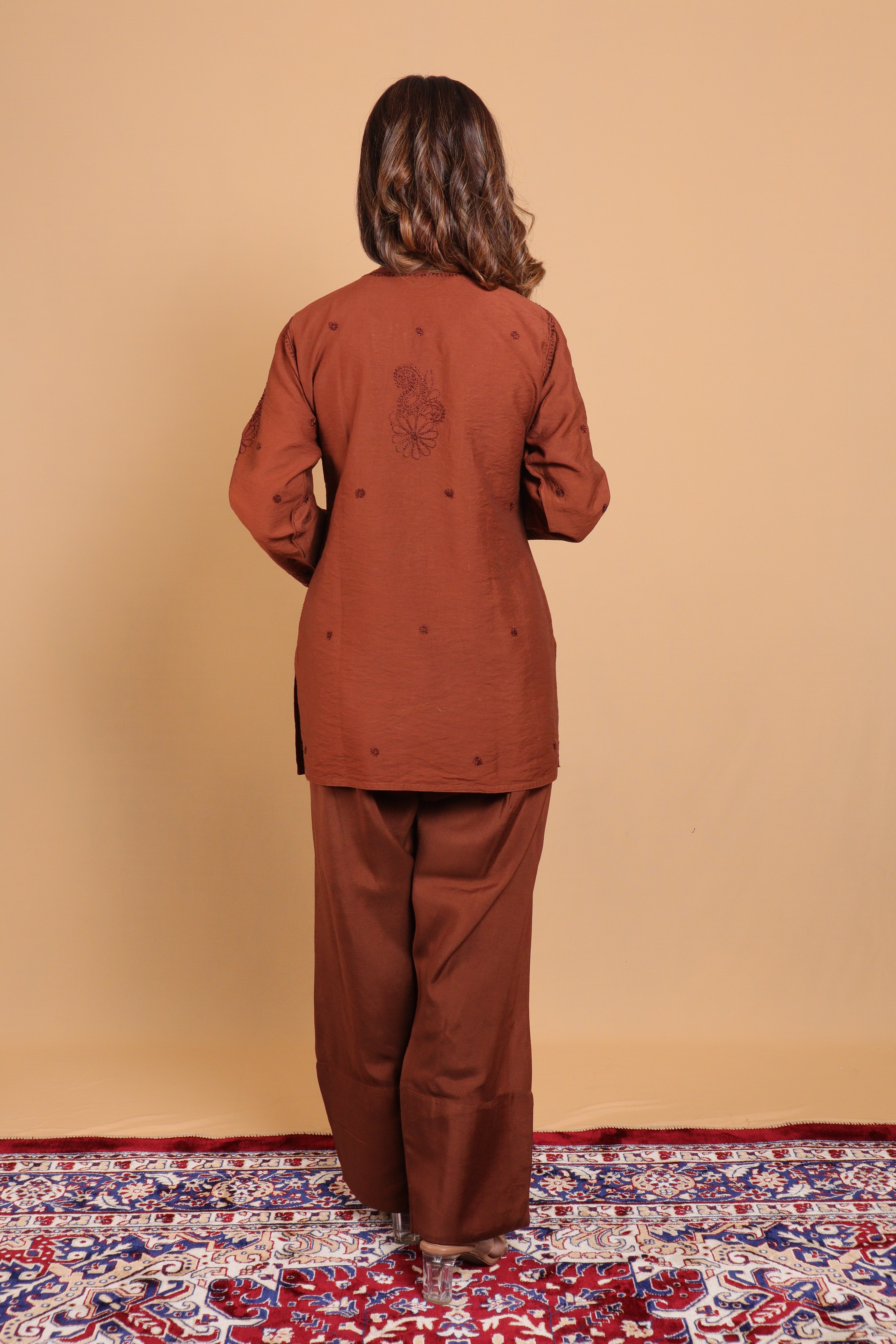 Brown Chanderi Short Kurti