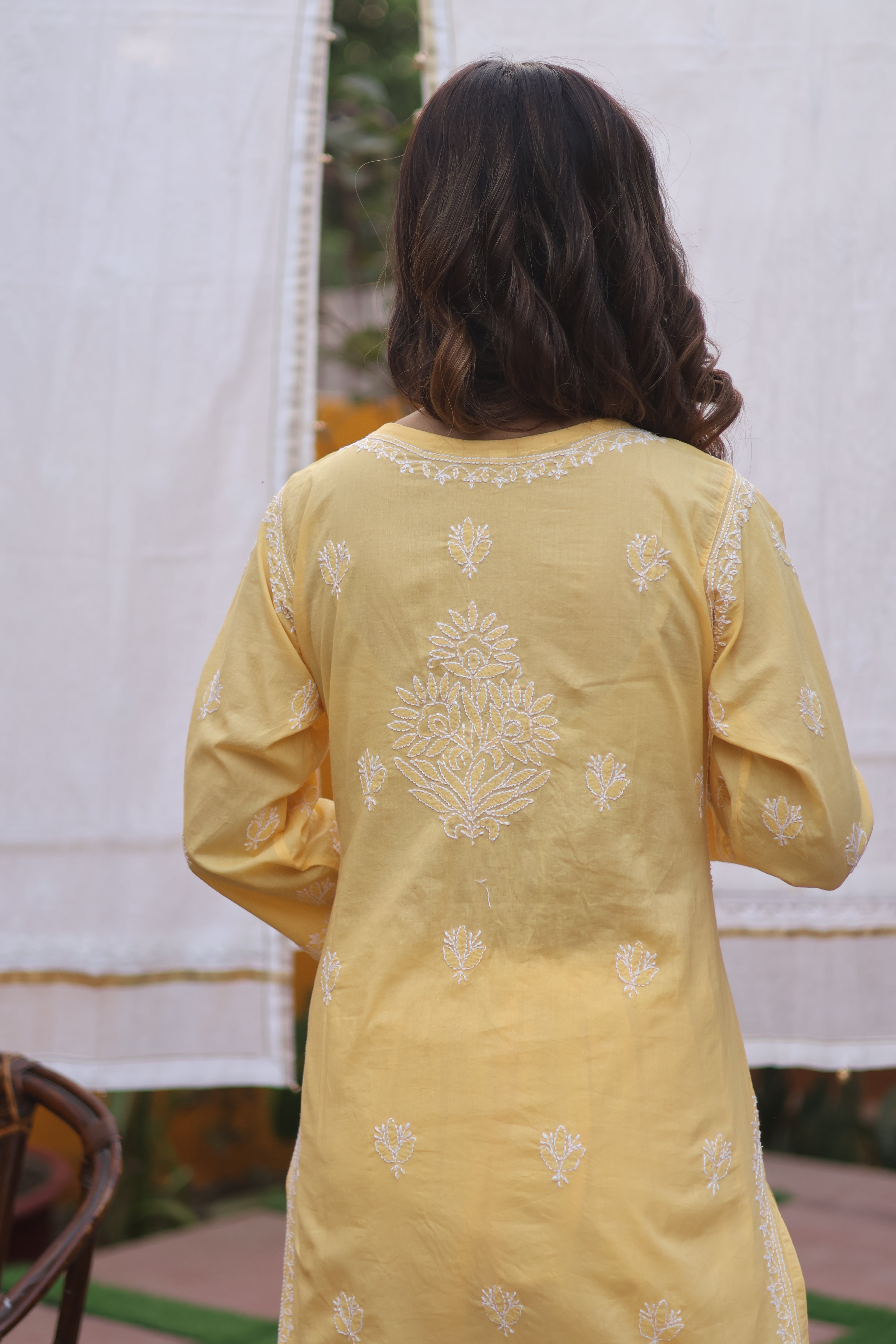 Yellow Angarkha Cotton 3 Piece Set