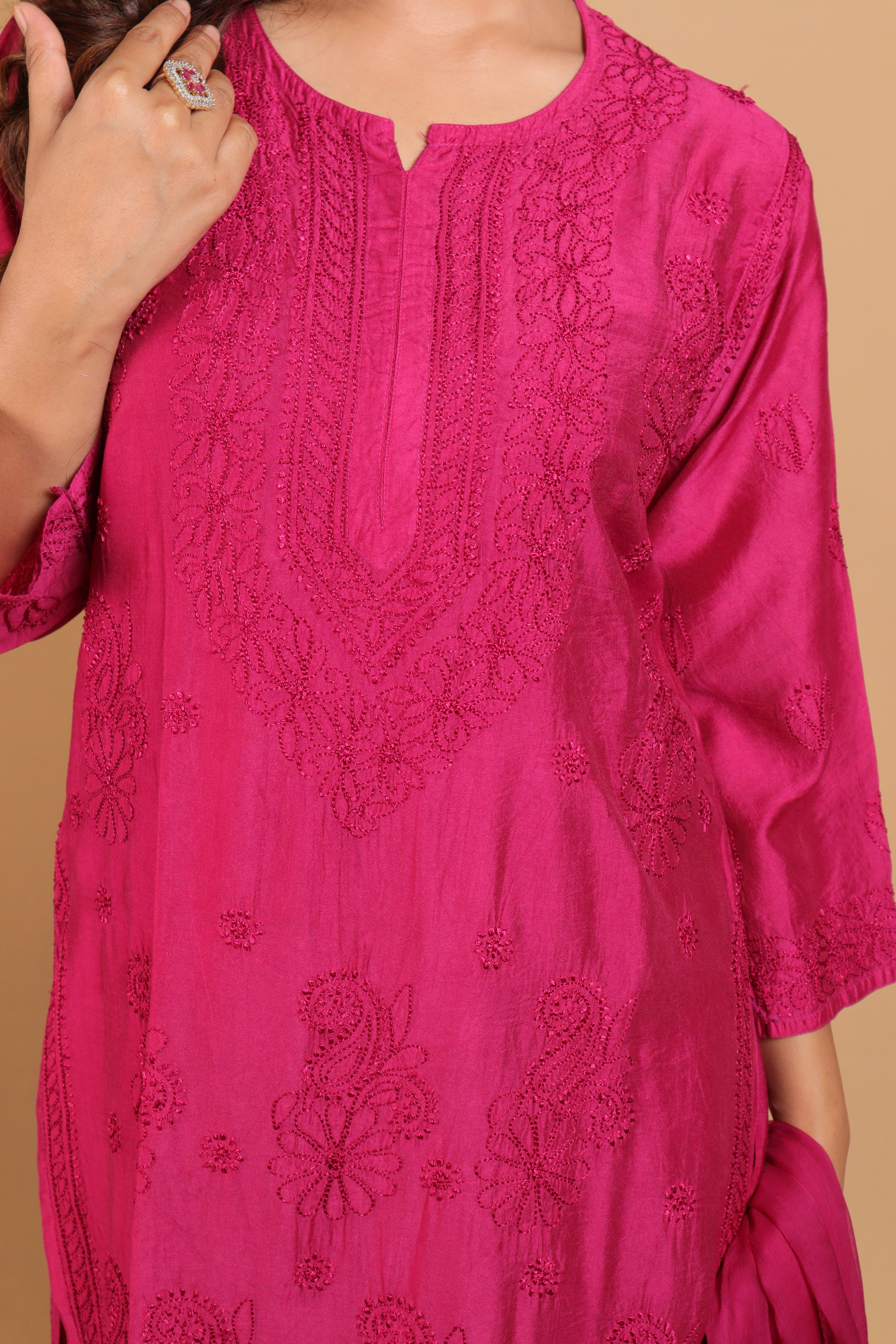 Purple Chanderi Long Kurti