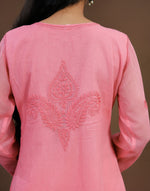 Urviya Chikankari Kota Doria Long Kurti - Shrug Style Green