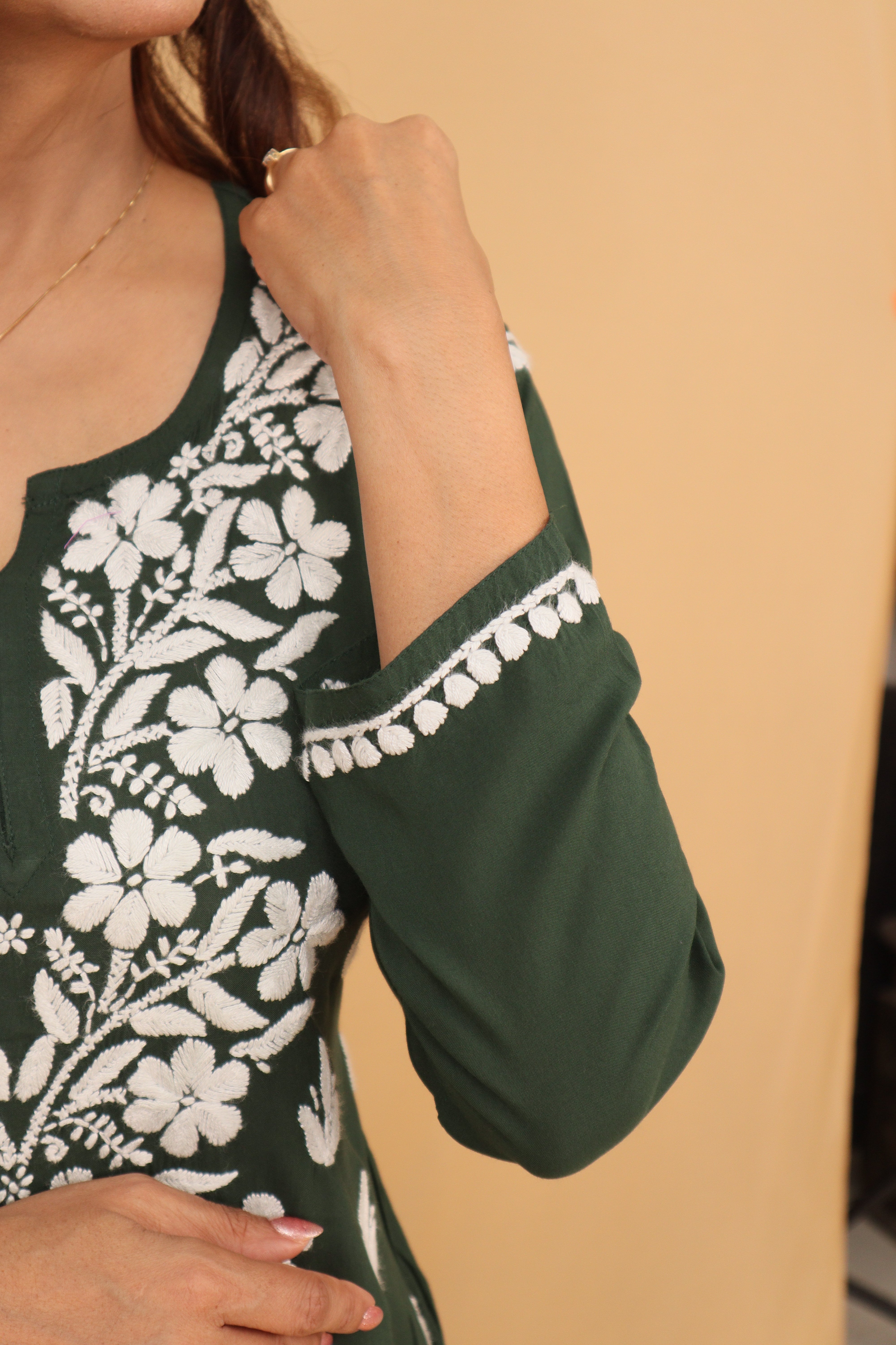 Dark Green Rayon Short Kurta Panel
