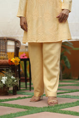 Beige Cotton Plain Straight Pant - 73