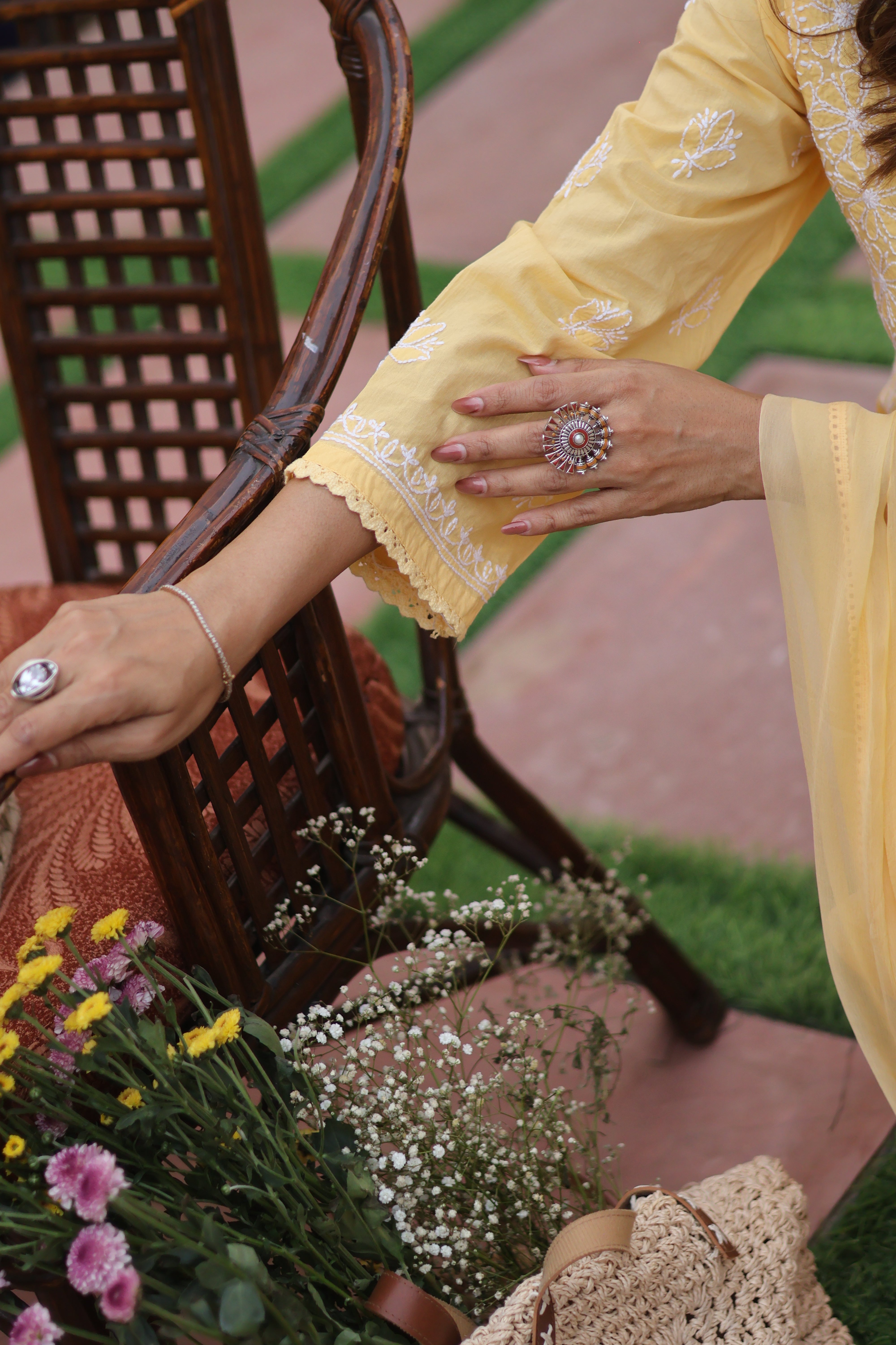 Yellow Angarkha Cotton 2 Piece Set