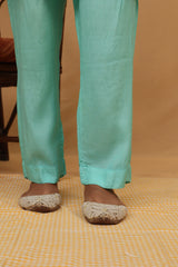 Sea Green Cotton Plain Palazzo - 103