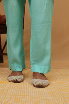 Sea Green Cotton Plain Palazzo - 103