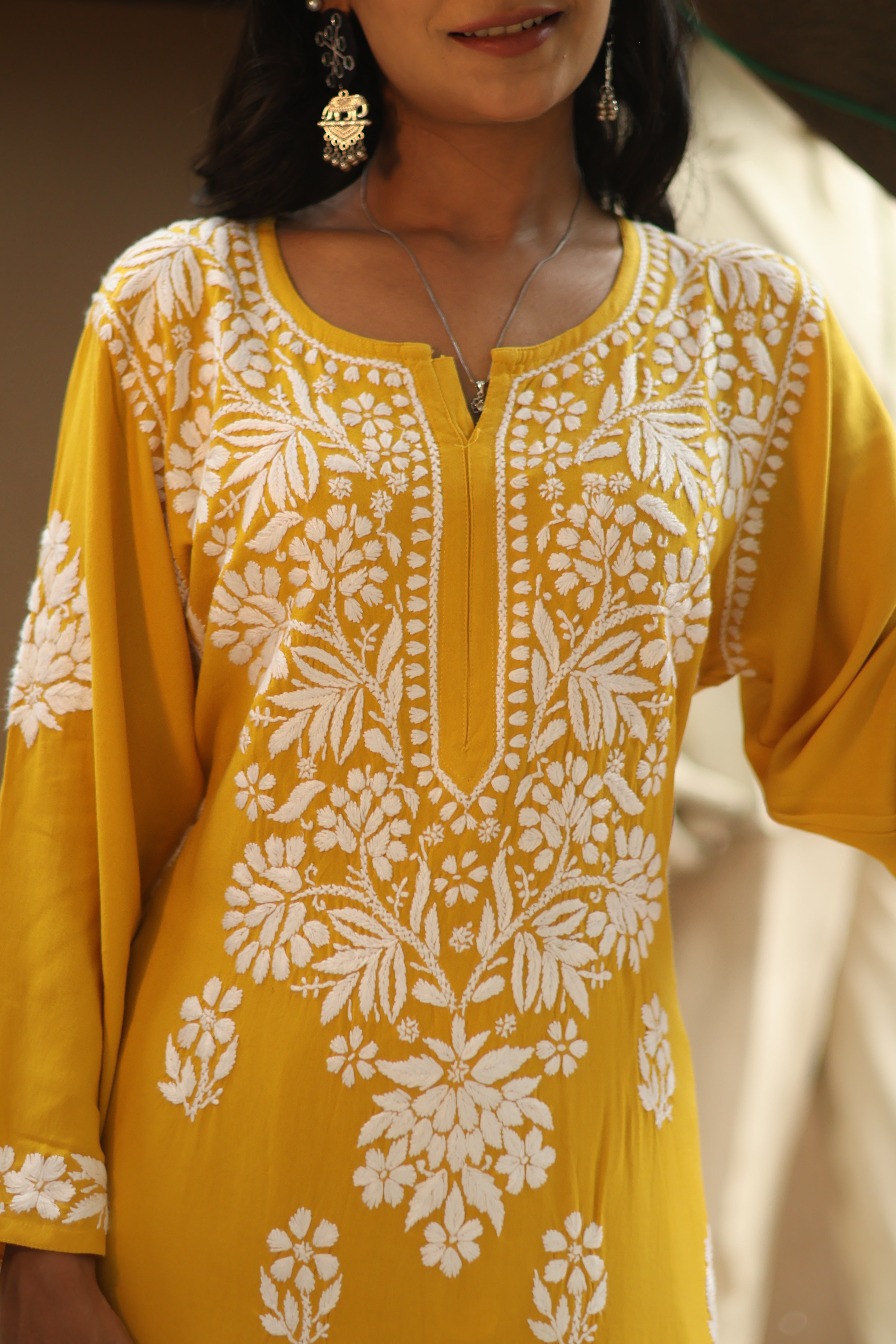 Mustard Rayon Gala Boota 2 Piece Set