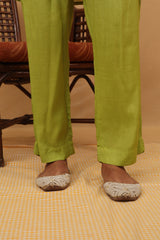 Green Cotton Plain Palazzo - 151