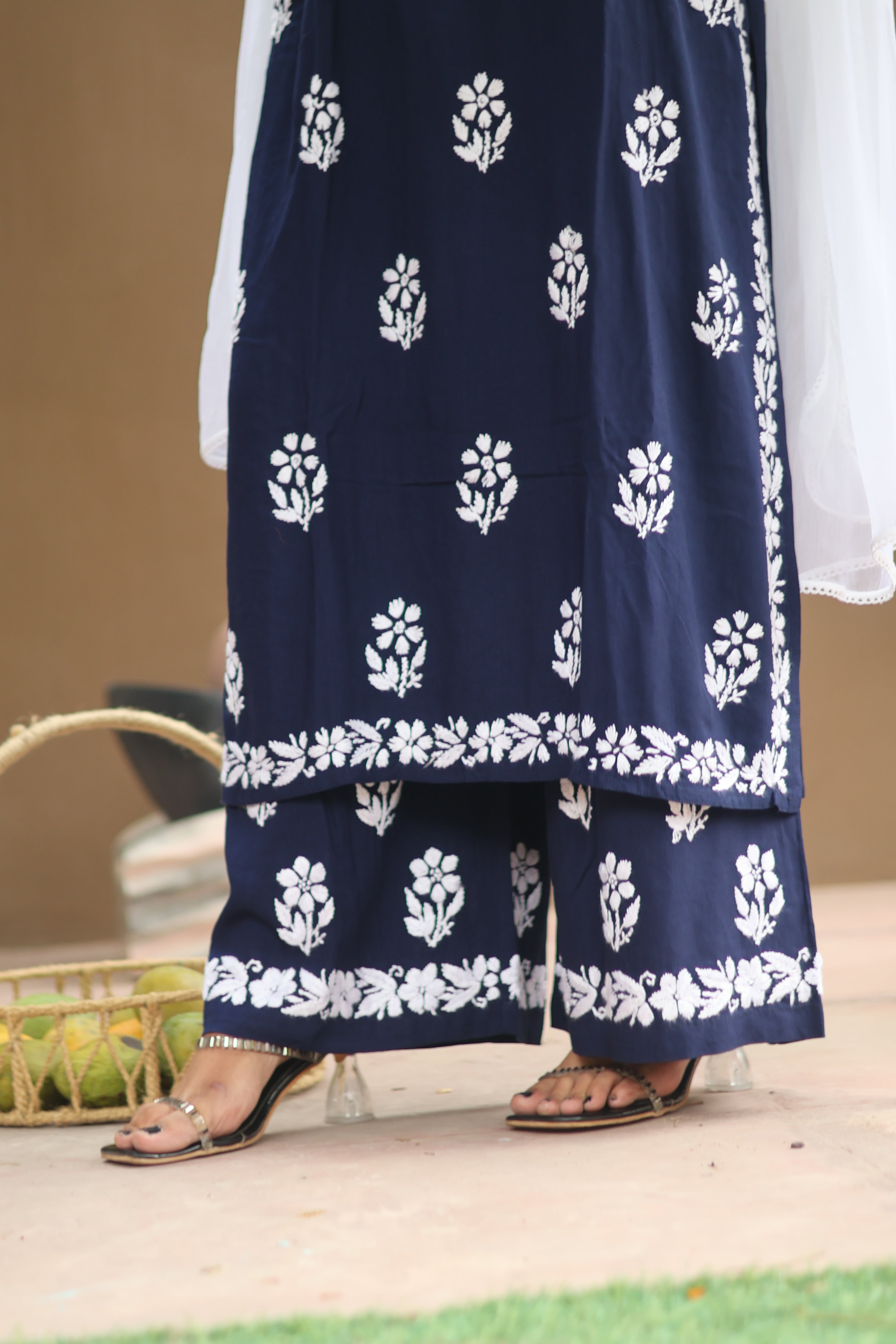 Navy Blue Rayon Gala Boota 2 Piece Set